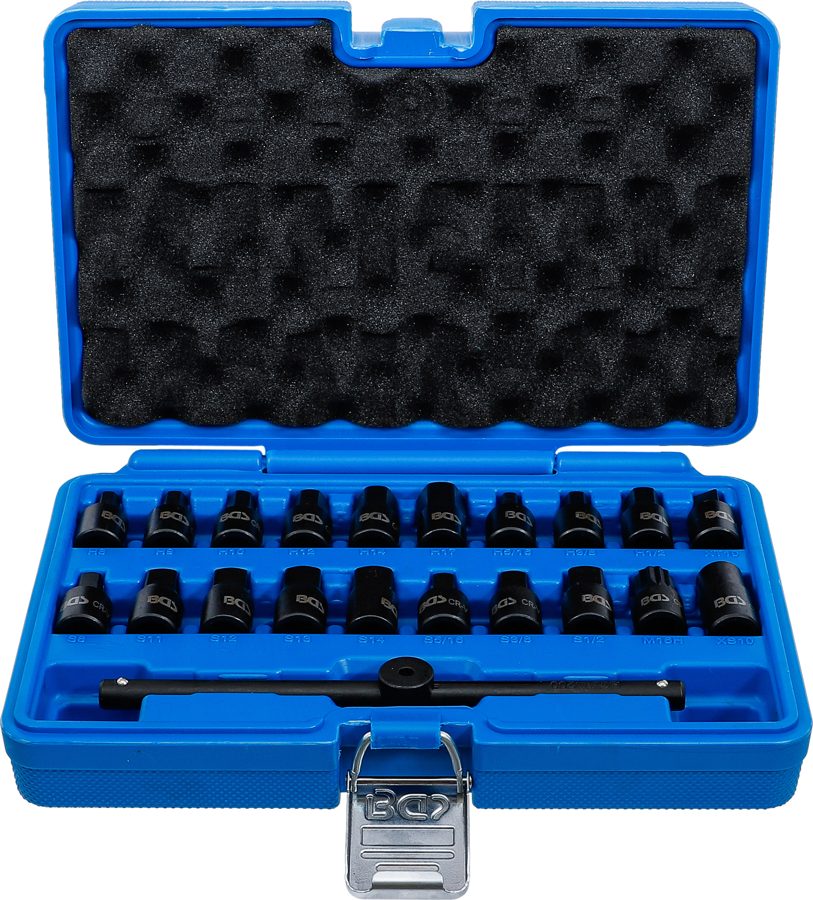 Eļļas pannas speciālais ieliktņu komplekts | Iekšējā kvadrātveida piedziņa 10 mm (3/8") | 21 gab.