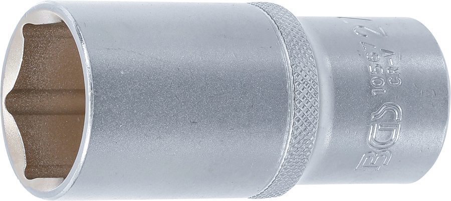 Uzgriežņu atslēgas ieliktnis sešstūris, dziļš | Piedziņas iekšējais kvadrāts 12,5 mm (1/2") | SW 27 mm