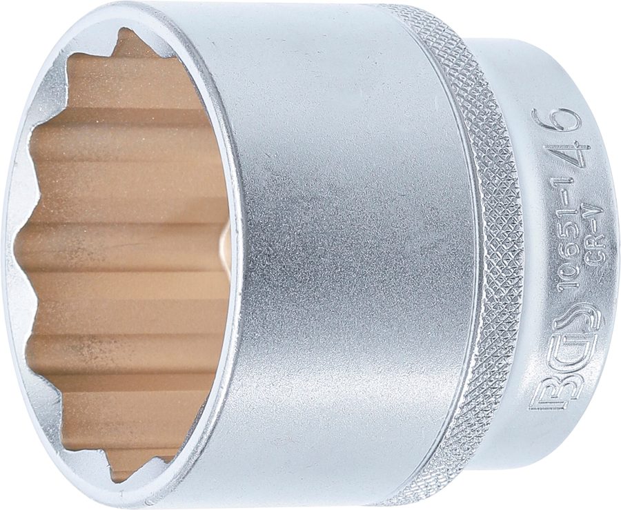 Uzgriežņu atslēgas ieliktnis divpadsmit punktu | Piedziņas iekšējais kvadrāts 12,5 mm (1/2") | SW 46 mm