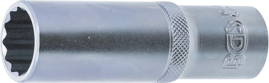 Uzgriežņu atslēgas ieliktnis, divpadsmit punktu, dziļš | Piedziņas iekšējais kvadrāts 12,5 mm (1/2") | SW 17 mm