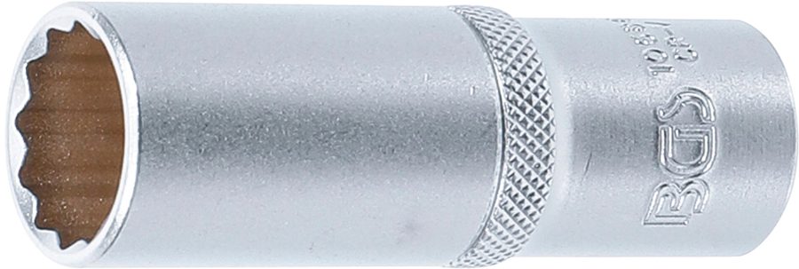 Uzgriežņu atslēgas ieliktnis, divpadsmit punktu, dziļš | Piedziņas iekšējais kvadrāts 12,5 mm (1/2") | SW 19 mm