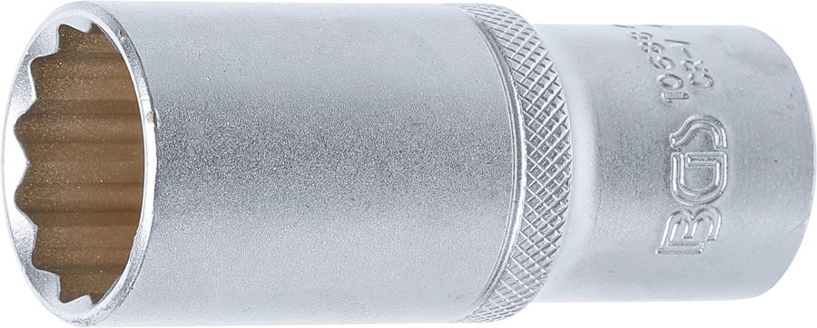 Uzgriežņu atslēgas ieliktnis, divpadsmit punktu, dziļš | Piedziņas iekšējais kvadrāts 12,5 mm (1/2") | SW 24 mm