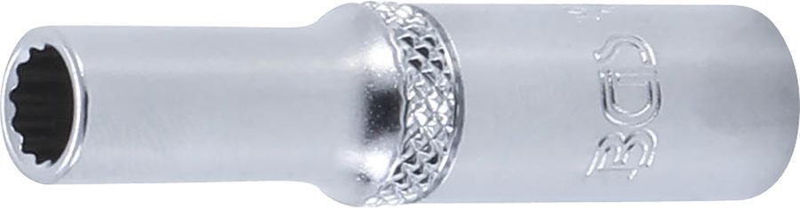 Uzgriežņu atslēgas ieliktnis, divpadsmit punktu, dziļš | Piedziņas iekšējais kvadrāts 6,3 mm (1/4") | SW 6 mm