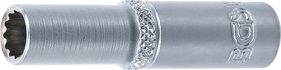 Uzgriežņu atslēgas ieliktnis, divpadsmit punktu, dziļš | Piedziņas iekšējais kvadrāts 6,3 mm (1/4") | SW 7 mm