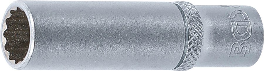 Uzgriežņu atslēgas ieliktnis, divpadsmit punktu, dziļš | Piedziņas iekšējais kvadrāts 6,3 mm (1/4") | SW 9 mm