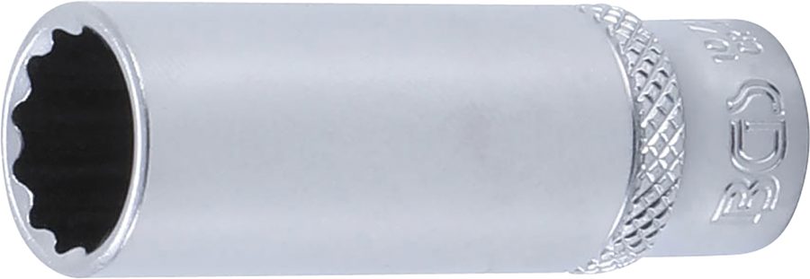 Uzgriežņu atslēgas ieliktnis, divpadsmit punktu, dziļš | Piedziņas iekšējais kvadrāts 6,3 mm (1/4") | SW 12 mm