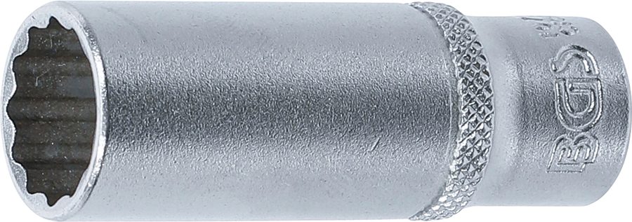 Uzgriežņu atslēgas ieliktnis, divpadsmit punktu, dziļš | Iekšējā kvadrātveida piedziņa 6,3 mm (1/4") | SW 13 mm