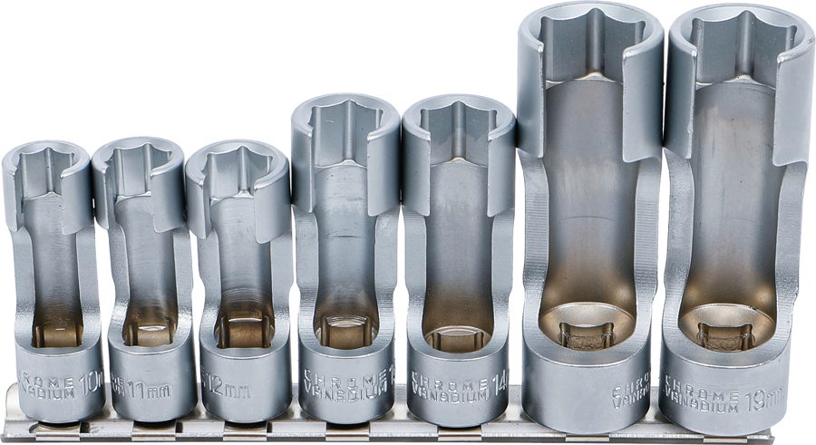 Speciāls uzgriežņu atslēgu ieliktņu komplekts, rievots | Iekšējā kvadrātveida piedziņa 10 mm (3/8") | SW 10 - 19 mm | 7 gab.