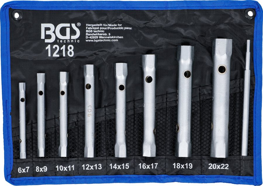 Cauruļu uzgriežņu atslēgu komplekts | SW 6 x 7 - 20 x 22 mm | 9 gab.