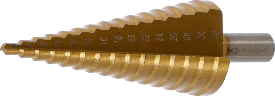 Pakāpju urbis | titāna nitrēts | Ø 4 - 32 mm