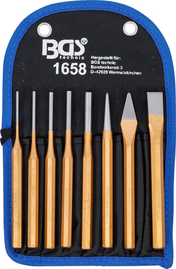 Spraudeņu komplekts | 150 mm | ieskaitot kaltu + centrālo perforatoru | 8 gab.