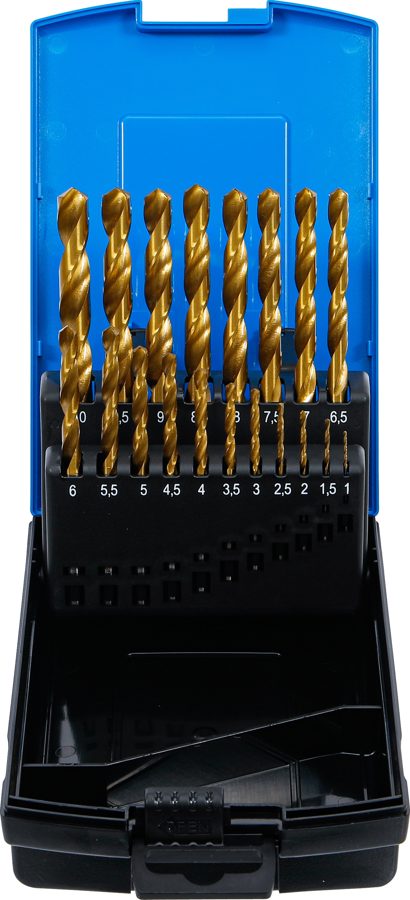Twist urbjmašīnu komplekts | HSS | titāna nitrēts | 1 - 10 mm | 19 gabali