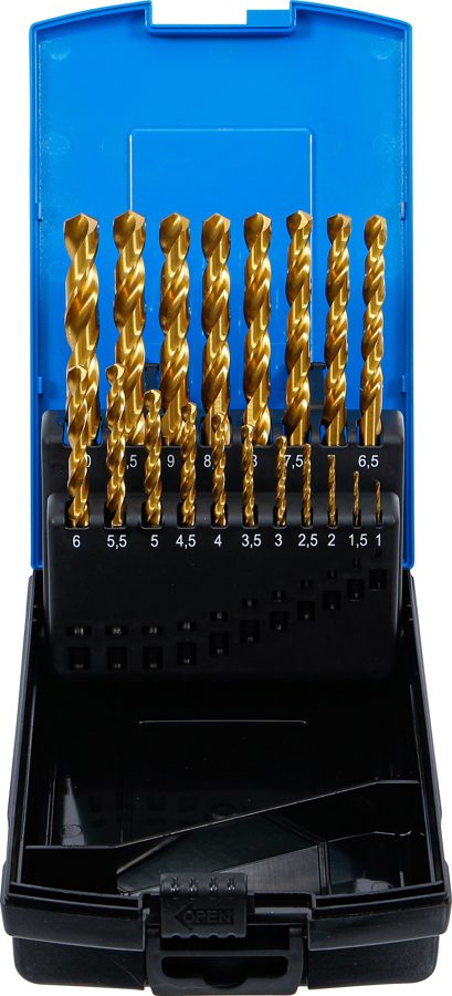 Twist urbjmašīnu komplekts | HSS-G | titāna nitrēts | 1 - 10 mm | 19 gabali