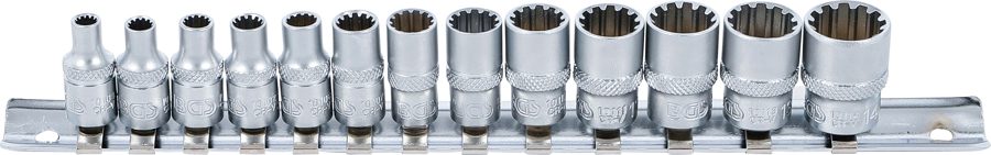 Uzgriežņu atslēgas ieliktņu komplekts Gear Lock | Iekšējā kvadrātveida piedziņa 6,3 mm (1/4") | 13 gab.