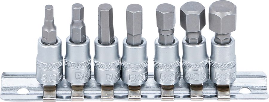 Uzgaļu ieliktņu komplekts | Piedziņas iekšējais kvadrāts 6,3 mm (1/4") | iekšējais sešstūris 4 - 12 mm | 7 gab.
