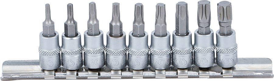 Uzgaļu ieliktņu komplekts | Iekšējā kvadrātveida piedziņa 6,3 mm (1/4") | T-profils (Torx) T10 - T50 | 9 gab.