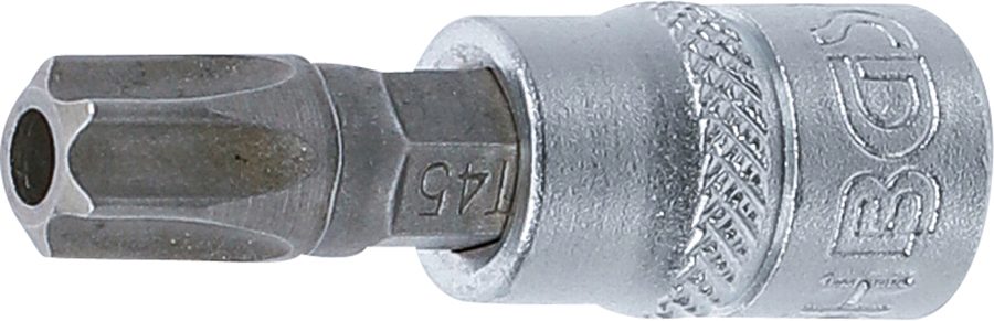 Uzgaļu ieliktnis | Piedziņas iekšējais kvadrāts 6,3 mm (1/4") | T veida profils (Torx) ar atveri T45
