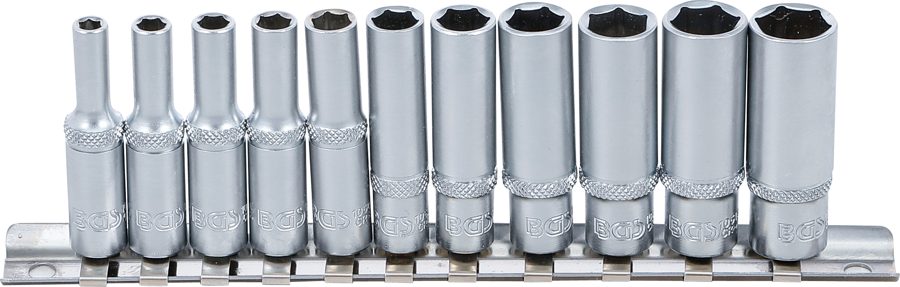 Uzgriežņu atslēgu ieliktņu komplekts, sešstūris, dziļš | Piedziņas iekšējais kvadrāts 6,3 mm (1/4") | SW 4 - 13 mm | 11 gab.