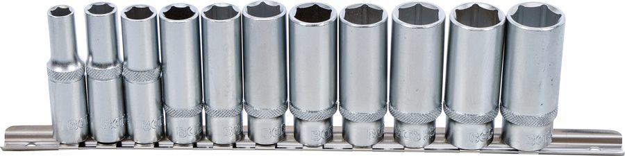 Uzgriežņu atslēgu ieliktņu komplekts, sešstūris, dziļš | Iekšējā kvadrātveida piedziņa 10 mm (3/8") | SW 8 - 19 mm | 11 gab.