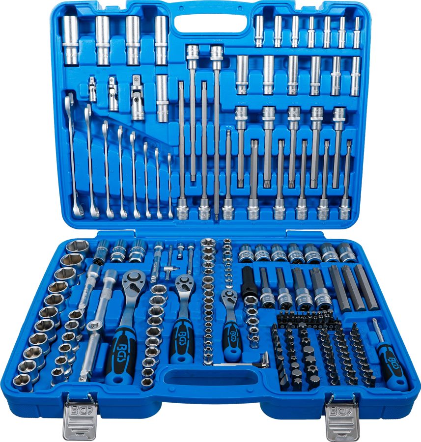 Uzgriežņu atslēgu komplekts sešstūris | Piedziņa 6,3 mm (1/4 collas) / 10 mm (3/8 collas) / 12,5 mm (1/2") | 214 gab.