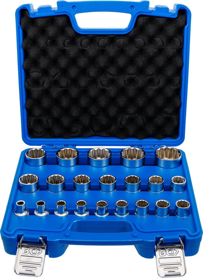 Uzgriežņu atslēgas ieliktņu komplekts divpadsmit punktu | Iekšējā kvadrātveida piedziņa 12,5 mm (1/2") | SW 8 - 36 mm | 21 gab.