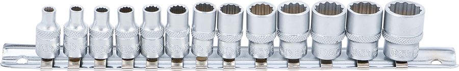 Uzgriežņu atslēgas ieliktņu komplekts divpadsmit punktu | Piedziņas iekšējais kvadrāts 6,3 mm (1/4") | SW 4 - 14 mm | 13 gab.