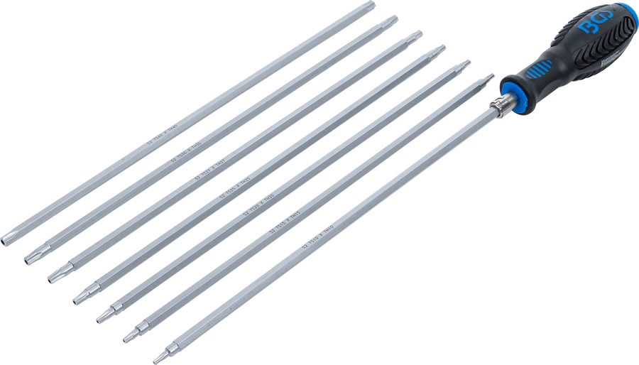 Skrūvgriežu komplekts ar maināmiem asmeņiem | T-profils (Torx) / TS-profils (Torx Plus) | 8 gab.