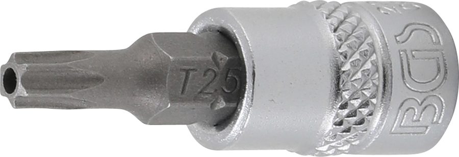 Uzgaļu ieliktnis | Piedziņas iekšējais kvadrāts 6,3 mm (1/4") | T veida profils (Torx) ar atveri T25