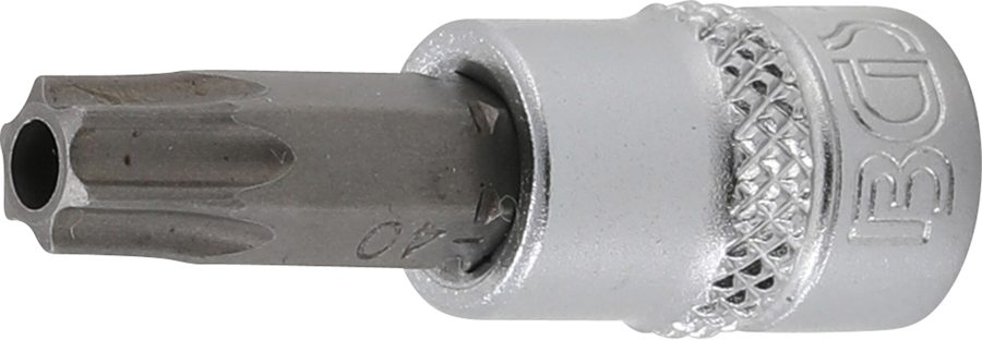 Uzgaļu ieliktnis | Piedziņas iekšējais kvadrāts 6,3 mm (1/4") | T veida profils (Torx) ar atveri T40