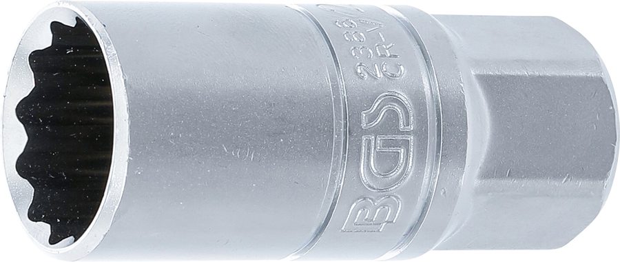 Aizdedzes sveces ieliktnis ar fiksējošo gumiju, divpadsmit punktu | Piedziņas iekšējais kvadrāts 12,5 mm (1/2") | SW 21 mm