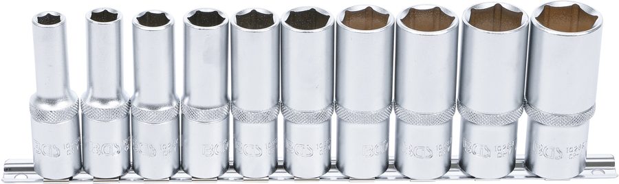 Uzgriežņu atslēgu ieliktņu komplekts, sešstūris, dziļš | Iekšējā kvadrātveida piedziņa 12,5 mm (1/2") | collu izmēri | 10 gab.