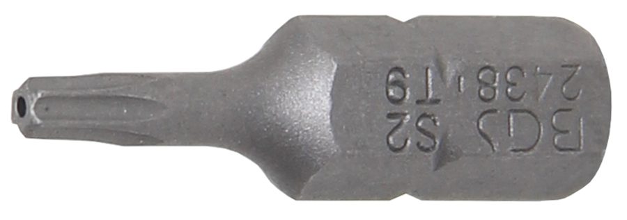 Bits | Garums 25mm | Ārējā sešstūra piedziņa 6,3 mm (1/4") | T veida profils (Torx) ar atveri T9