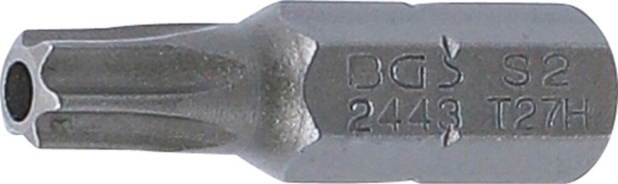 Bits | Garums 25mm | Ārējā sešstūra piedziņa 6,3 mm (1/4") | T veida profils (Torx) ar atveri T27