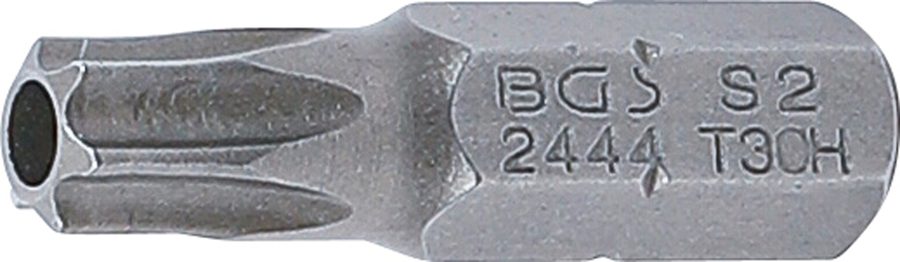 Bits | Garums 25mm | Ārējā sešstūra piedziņa 6,3 mm (1/4") | T-profils (Torx) ar atveri T30