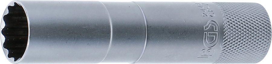 Aizdedzes sveces ieliktnis ar fiksējošo gumiju, divpadsmit punktu, garš | Piedziņas iekšējais kvadrāts 10 mm (3/8") | SW 16 mm