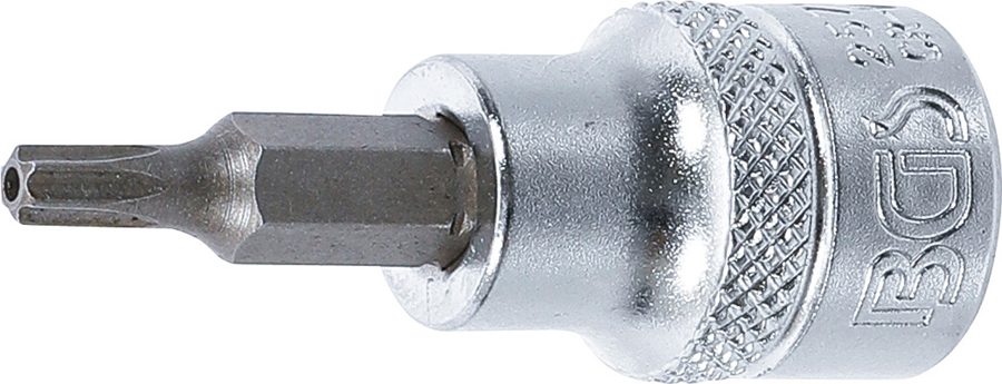 Uzgaļu ieliktnis | Piedziņas iekšējais kvadrāts 10 mm (3/8") | T veida profils (Torx) ar atveri T20