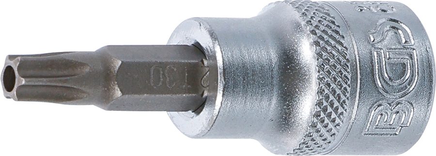 Uzgaļu ieliktnis | Piedziņas iekšējais kvadrāts 10 mm (3/8") | T veida profils (Torx) ar atveri T30