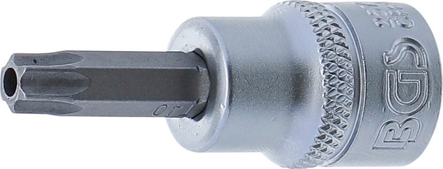 Uzgaļu ieliktnis | Piedziņas iekšējais kvadrāts 10 mm (3/8") | T veida profils (Torx) ar atveri T40