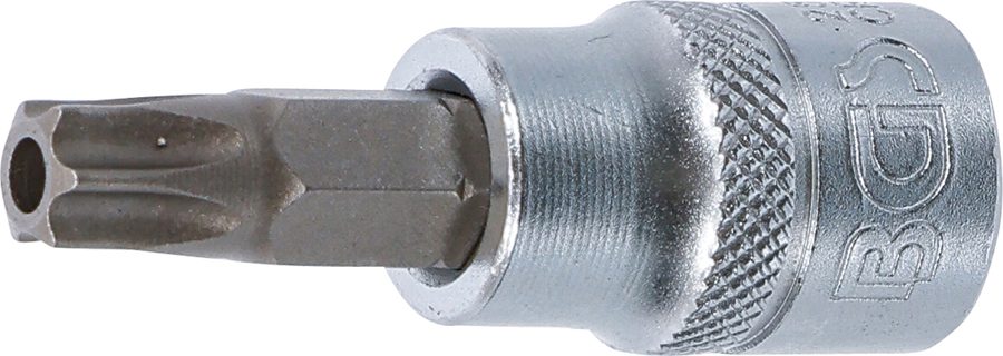 Uzgaļu ieliktnis | Piedziņas iekšējais kvadrāts 10 mm (3/8") | T veida profils (Torx) ar atveri T45