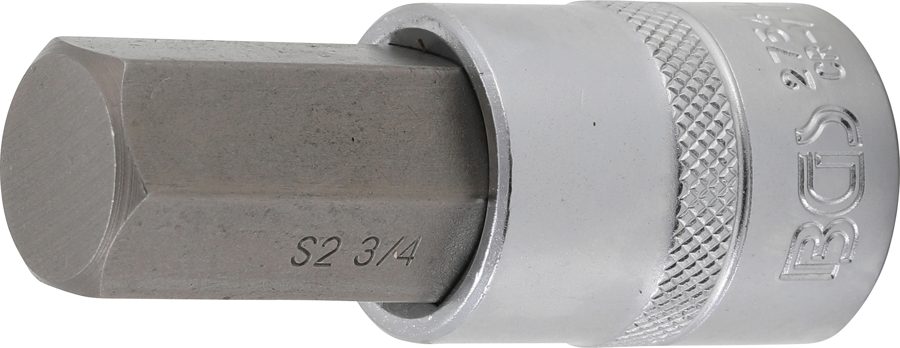 Uzgaļu ieliktnis | Garums 70mm | Piedziņas iekšējais kvadrāts 12,5 mm (1/2") | iekšējais sešstūris 3/4"