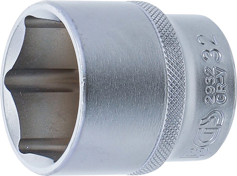 Uzgriežņu atslēgas ieliktnis sešstūris | Piedziņas iekšējais kvadrāts 12,5 mm (1/2") | SW 32 mm