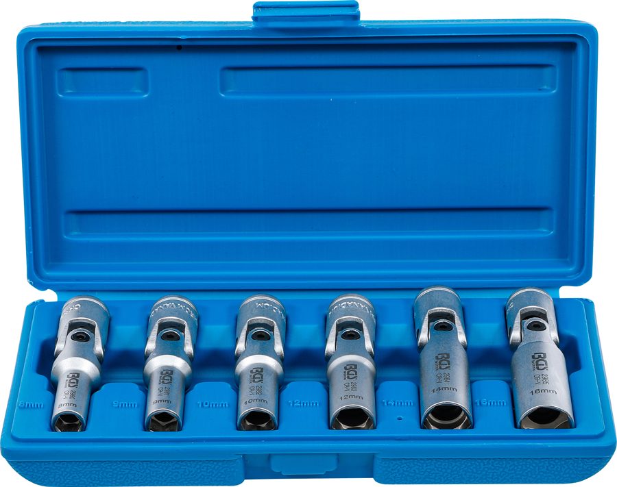 Universāls kvēlsveču savienojumu uzgriežņu atslēgu komplekts, sešstūra | Piedziņas iekšējais kvadrāts 10 mm (3/8") | SW 8 - 16 mm | 6 gab.