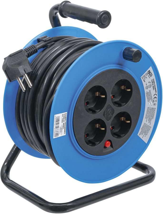 Kabeļa cilindrs | 15 m | 3 x 1,5 mm² | 4 kontaktligzdas | IP20 | 3000W