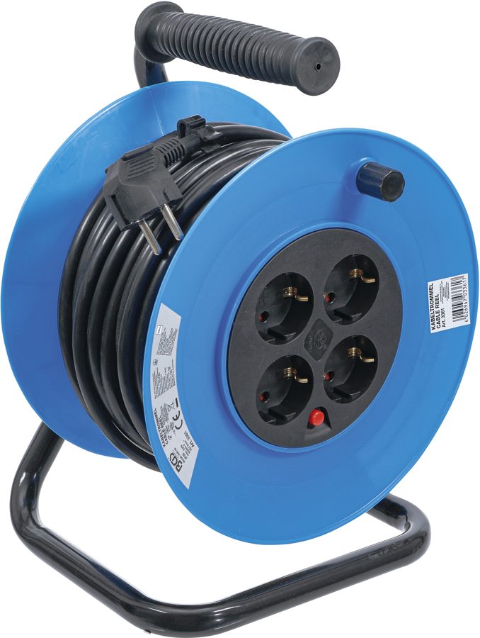 Kabeļa cilindrs | 25 m | 3 x 1,5 mm² | 4 kontaktligzdas | IP20 | 3000W
