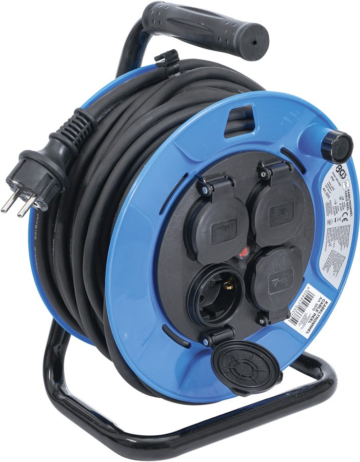 Kabeļa cilindrs | 25 m | 3 x 1,5 mm² | 4 ligzdas ar vāciņiem | IP 44 | 3500W