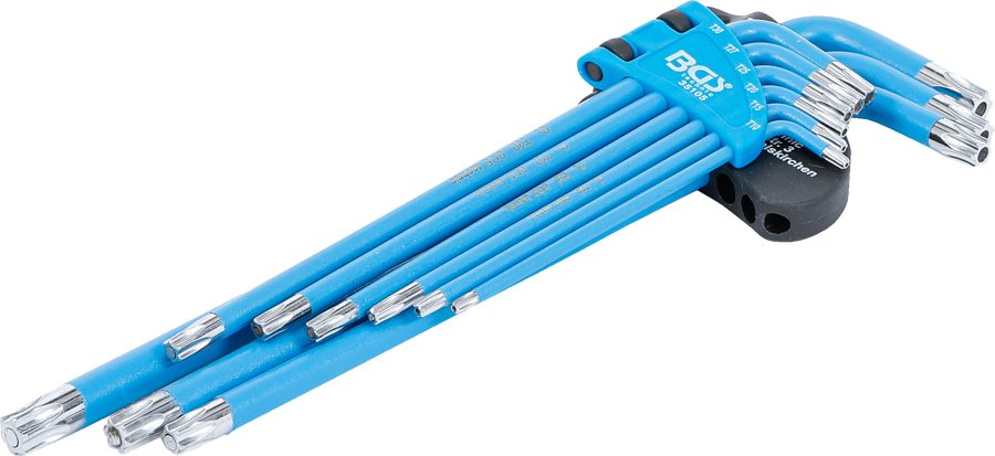 L-atslēgu komplekts | T-profils (Torx) / T-profils (Torx) ar urbumu T10 - T50 | 9 gab.