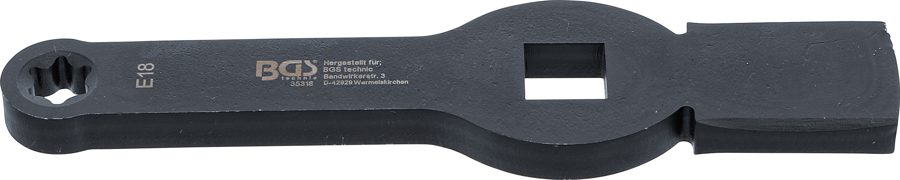 Trieciena gredzenu atslēga | E-profils (Torx) | ar 2 uzkrītošām virsmām | SW E18