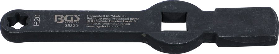 Trieciena gredzenu atslēga | E-profils (Torx) | ar 2 uzkrītošām virsmām | SW E20