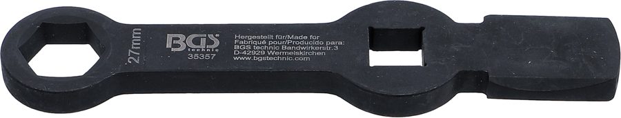 Trieciena gredzenu atslēga | Sešstūris | ar 2 uzkrītošām virsmām | SW 27 mm