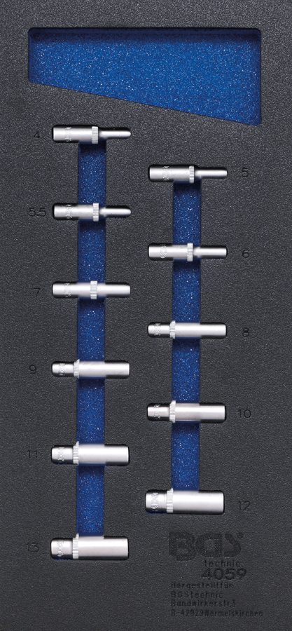 Darbnīcas ratiņu ieliktnis 1/3: uzgriežņu atslēgas ieliktņi sešstūra | 6,3 mm (1/4 collas) | dziļums | 11 gab.